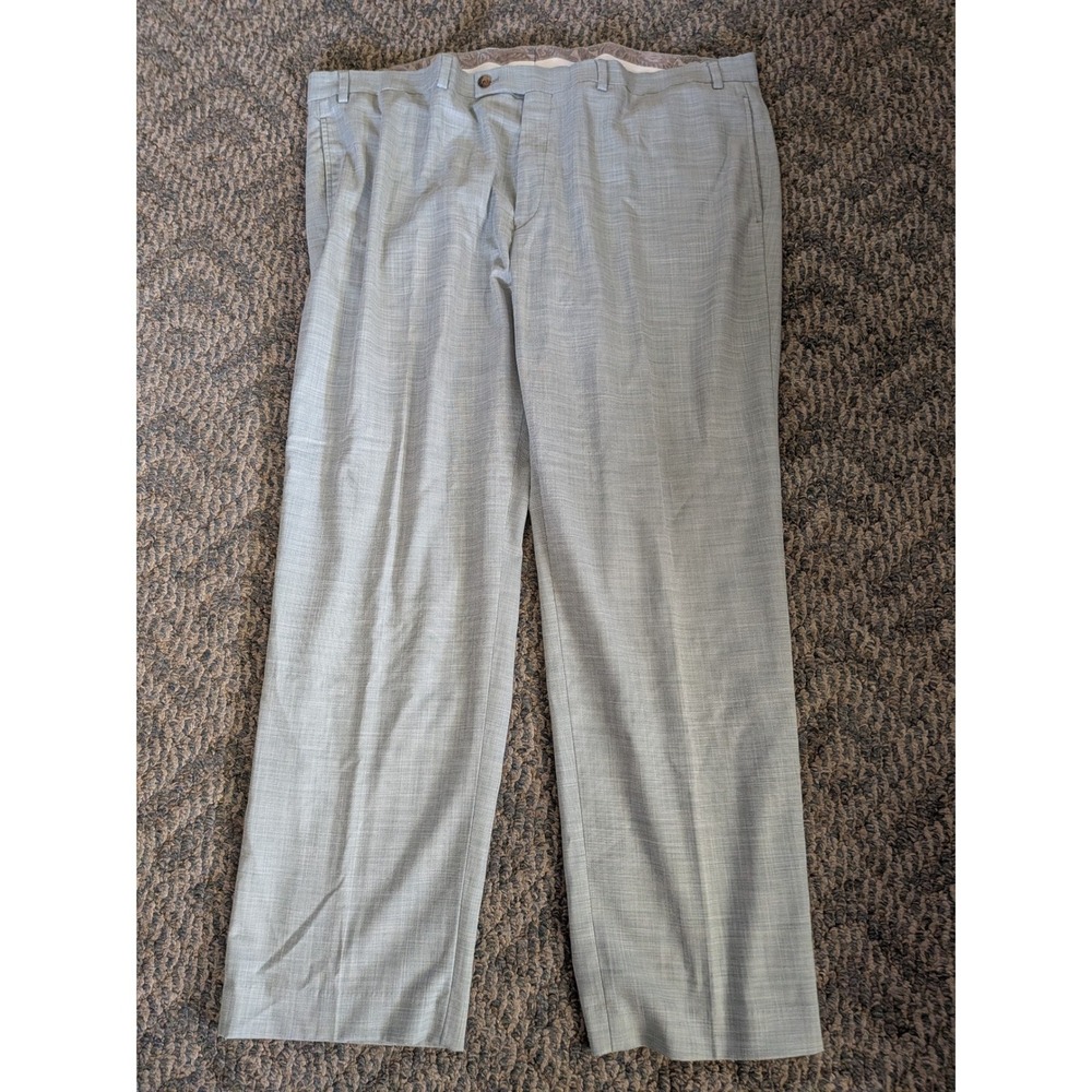 Lauren Ralph Lauren Mens Dress Pants 44x30 Light Blue Heather Flat Front Stretch